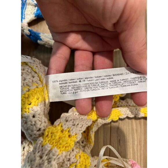 Zara NET Multi Color Crochet Striped Knit Crop Top sz M - Picture 6 of 6